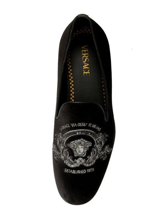 Versace Men\'s Velvet Embroidered Slippers Loafers Shoes US 7 IT 40 main image 7